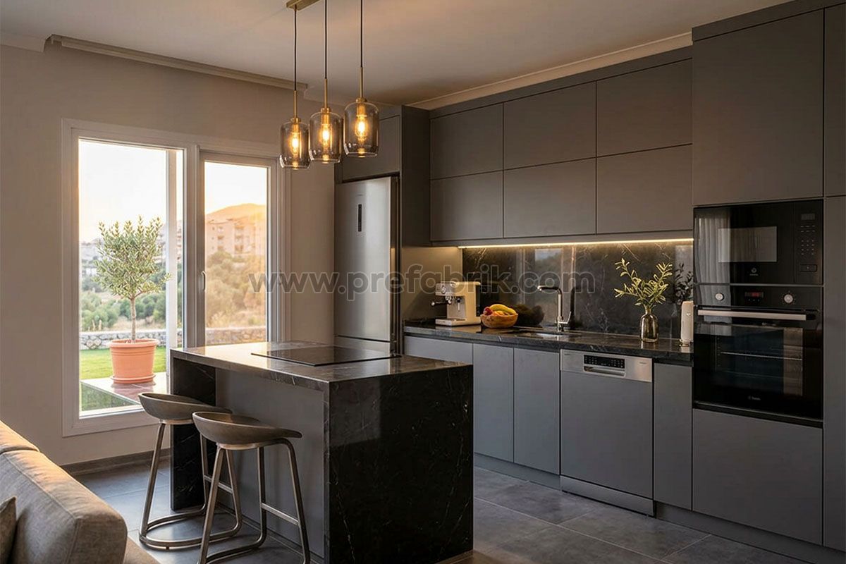 prefabrik evlerde mutfak tasarımları